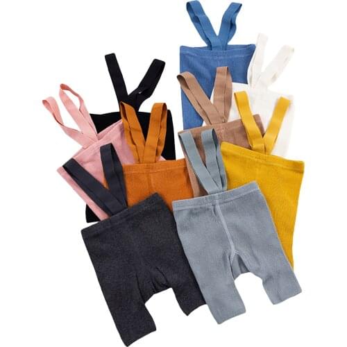 Baby Kid Girls Boys Overalls Fashion Solid Color Suspender Pantyhose Toddler Boys and Girls High Waist Knitted Leggings 1-4Years