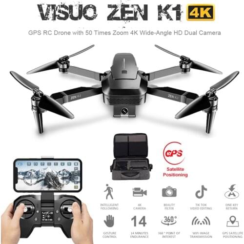 Visuo Zen K1 5g Wifi Fpv Gps 4k 720p Hd Dual Camera 90 Degrees Wide Angle Foldable Rc Drone Quadcopter Vs Xs809hw Sg106 H37 M69