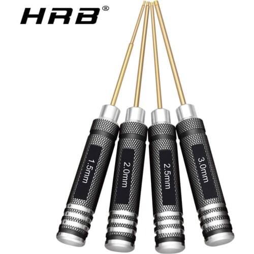 HRB 4pcs 1.5mm 2.0mm 2.5mm 3.0mm Hex Screw Driver Set Titanium Hexagon Screwdriver Wrench Tool Kit for Multi-Axis FPV Drone