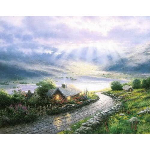 Emerald Isle Cottage Thomas Kinkade HD Canvas Print Living Room Bedroom Wall Picture Art Painting Home Decoration Free shipping
