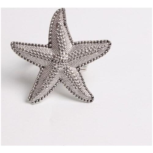 6pcs Metal plating gold marine series starfish napkin ring wedding napkin buckle paper towel holder