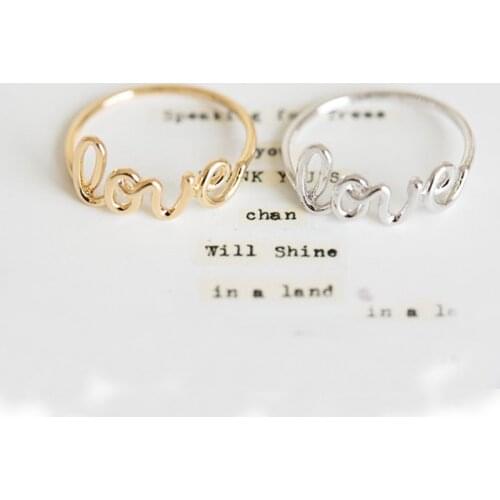 SMJEL New Fashion Romantic Exquisite Love Letter Ring for Women bague femme Wedding Ring Wholesale Gifts Accessories Jewelry