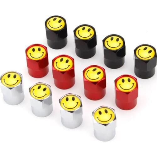 4pcs/set Car Wheel Tire Valve Caps For BMW 520 525 F10 F18 Leakproof Cap Smile Print Alloy Moto Bicycle Tyre Valve Dust Caps