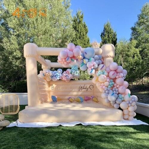 Commercial Apricot wedding inflatable bouncy castle/White moon bounce house/bridal bounce for wedding decorate