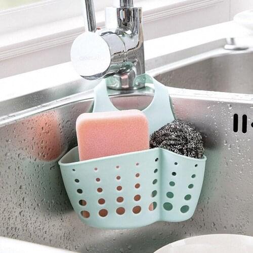 Kitchen Sink Storage Basket Sponge Holder Sundries Hanging Bag Adjustable Snap Button Drain Rack Basket Bathroom Organizer