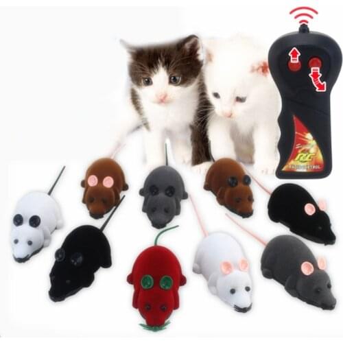Hot Funny Cute RC Animals Wireless Remote Control RC Electronic Flocking Plastic Rat Mouse Mice Toy for Cat Puppy Kids Toy Gifts