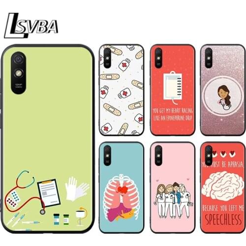 Nurse Medical for Xiaomi Redmi 10X Pro 9C 9A 9T 9 GO K40 K30 Ultra K20 8 7 S2 6 5 4X Pro Soft Black Phone Case