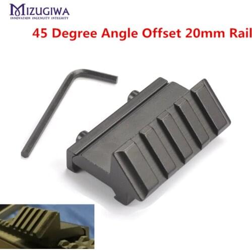 MIZUGIWA Tactical 4 Slot One Side 45 Degree Angle Offset 20mm Rail Mount for Weaver Picatinny Rail Caza Hunting Accessories