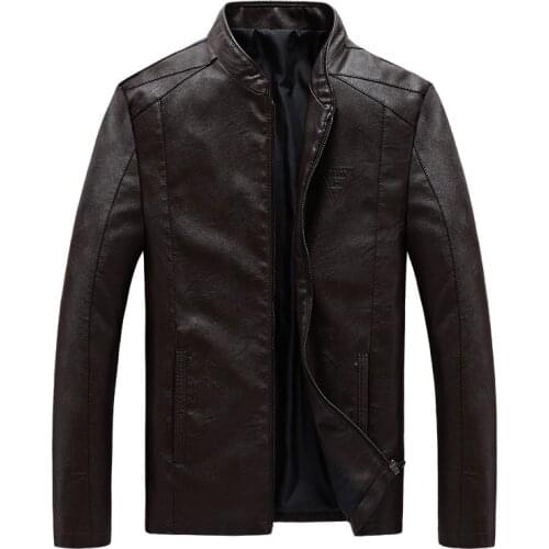 2020 New Spring and Autumn Leather Jacket Mens Solid Color Slim Casual Jacket Male PU Leather Jacket Men Coat 6XL 7XL 8XL