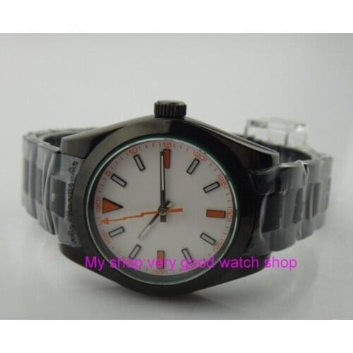 40MM PARNIS white dial Automatic Self-Wind movement Sapphire Crystal mens watch luminous Mechanical Wristwatches PVD case 40sk