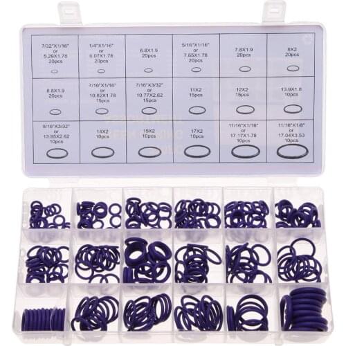 270pcs 18 Sizes Car Air Conditioning HNBR O Rings Car Auto Vehicle Repair Kits Rubber Rings Assortment Set Tools Accessories