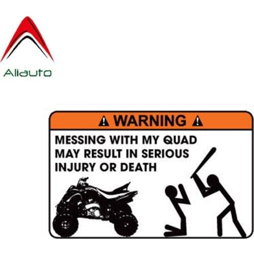 Aliauto Warning Car Sticker MISSING WITH MY QUAD MAY RESULT IN SERIOUS INJURY OR DEATH Decal Accessories PVC for Toyota,12cm*8cm