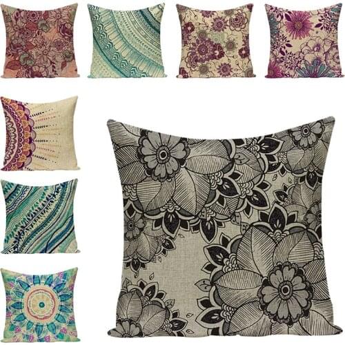 Painted Flowers Printed Pillow Cases Decorative Cushions For Sofa Linen Pillow Cover For Chair Accessories Cushions Home Decor