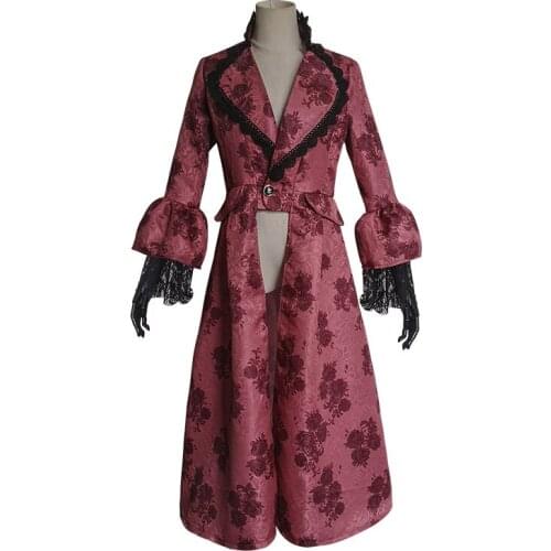 2020 new punk carnival womens long gothic jacket coat dress black steampunk costume