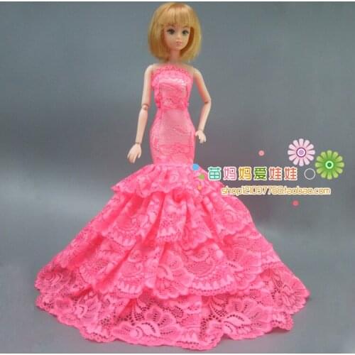 New arrvial dolls quality evening fishtail princess wedding eveningl dress for barbie doll