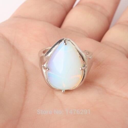 New Stylish Silver Plated Water Drop Mix-Crystal Stone Resizable Quartz Ring Fashion Jewelry Ring 1PCS