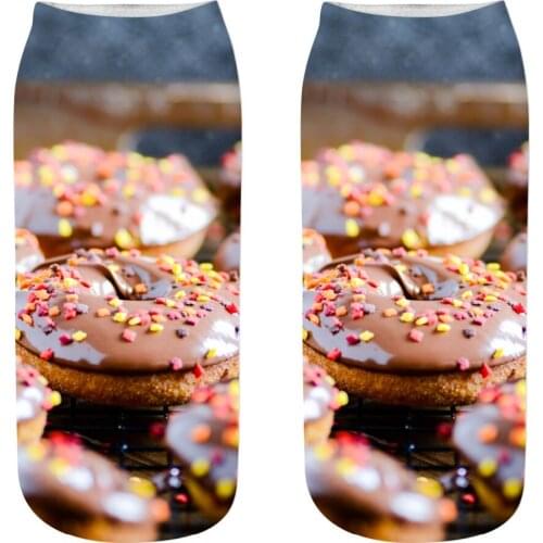 New 3D digital print socks fashion neutral ankle socks matayaka gourmet donut socks cartoon 3D print socks