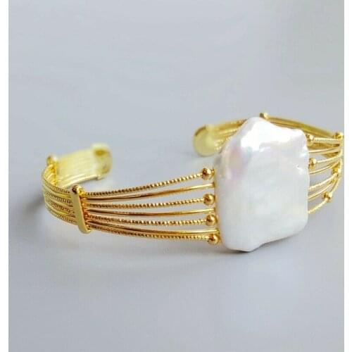 NEW Fashion Baroque Pearl Open Bangle For Women or Girl