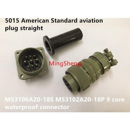 Original new 100% 5015 American Standard aviation plug straight MS3106A20-18S MS3102A20-18P 9 core waterproof connector