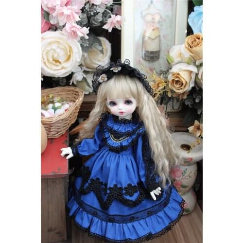 BJD Doll Dress Fits 1/3, 1/4, 1/6 Size Fashion Blue Dress Suit Small Skirt Doll Accessories (Skirt + Tiara)