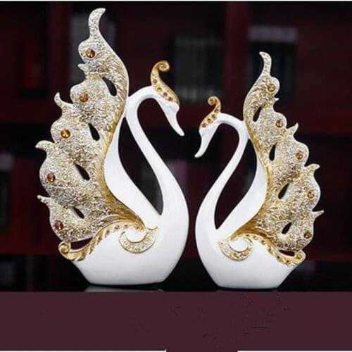 Resin swan crafts, wedding gifts, creative home decorations, office creative desktop ornaments