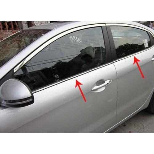 Fit for Kia Rio/K2 4dr High quality stainless steel window trim strip down,a Set of 4pcs 2011 2012