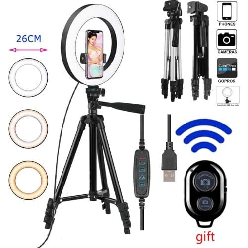 Portable Selfie Ring Lamp Led Ring Light Selfie With Tripod Ring Selfie Video Photography Lighting For Youtube Phone Holder