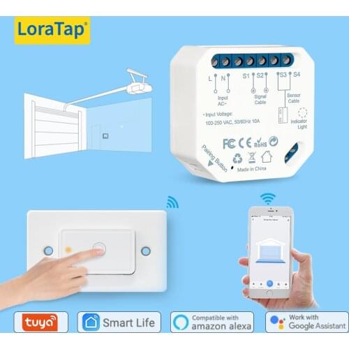 Tuya Smart Life WiFi Garage Door Controller Opener with Remote works with Alexa Echo Google Home App Alert DIY Automation