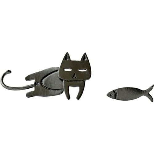 New Lovely Fish Ear Studs Stainless Steel Cat Earrings Lady Children Jewelry Animal Earrings Girl Birthday Gift Wholesale