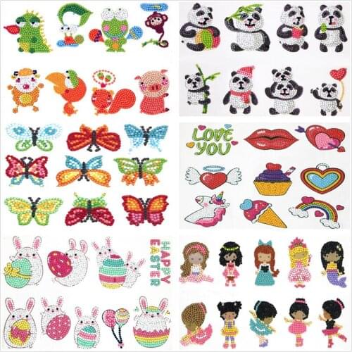 Shirliben 5d Diy Hand Paint Animal Cartoon Diamond Sticker Princess Butterfly Sticker Kits For Kids Diamond Mosaic Toy Rhineston