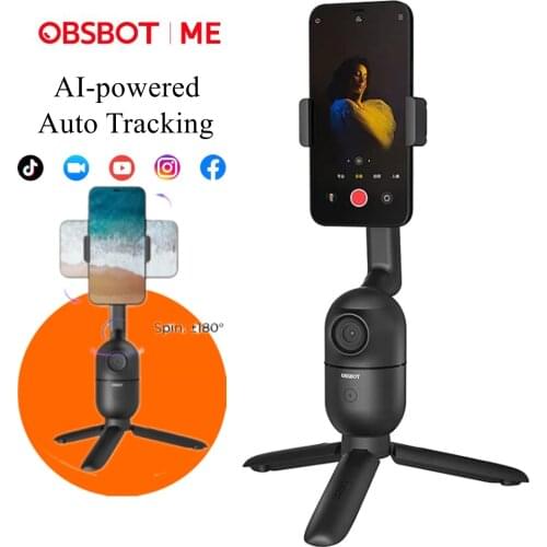 Pre-order OBSBOT Me AI-Powered Auto-Tracking AI Camera Phone Mount Foldable Gimbal for iPhone Android Phone Selfie Vlog and Live