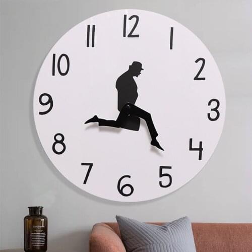 Modern Mute Wall Clock Suit Men Pattern Wall Hanging Watch Funny Adult Room Decor Wall Sticker Ornament