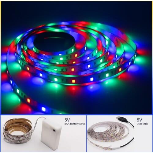 DC5V USB/3XAA LED Strip Light SMD2835 Flexible LED Lamp Tape Ribbon RGB 0.5M 1M 2M 3M 4M 5M TV Desktop Screen BackLight Diode