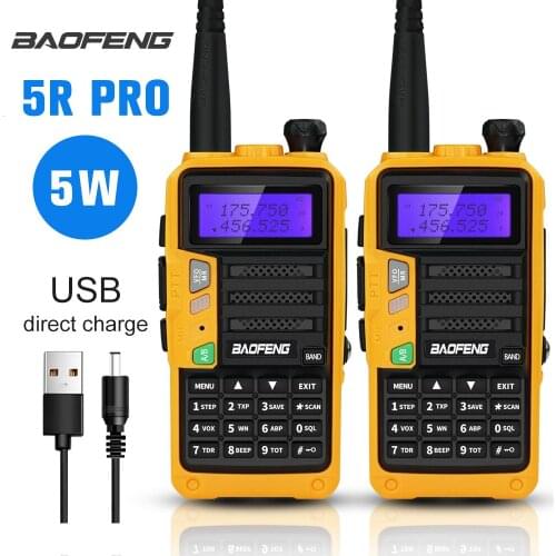 High Power Walkie-Talkie Baofeng UV-5R Pro USB Charger Dual Antenna Radio Tri-band UV5R Two Way Radio FM Transceiver 220-260MHz