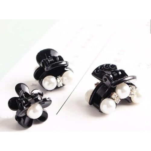 Fashion Pearls Crystal Rhinestone Hair Claw Clip For Women Accessories Black Crab Hairclip Hairpins Clamp Plastic Lady Headwear