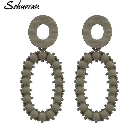 Sehuoran Mat Color Geometric Statement Earring Big Vintage Earrings For Women 2018 Metal Earing Hanging Chrismas Fashion Jewelry