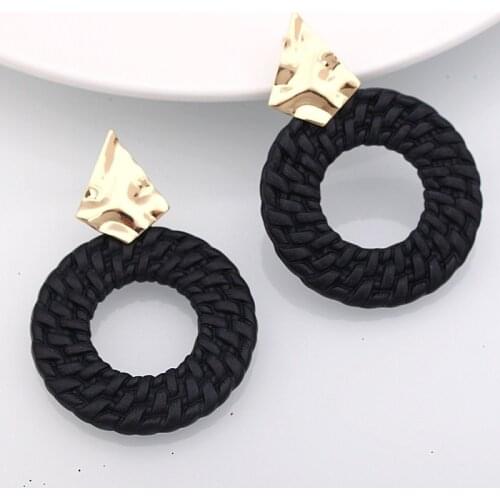 EC1097 Vintage temperament wild personality imitation woven earrings Bohemian seaside holiday earrings girls elegant earrings