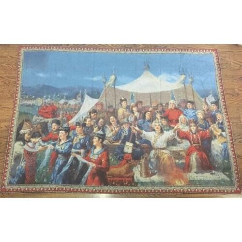 140*200cm Belgian jacquared tapestry Minority tapestry Chinese and Mongolian mural Wall mounted home decor painting fabric Hada