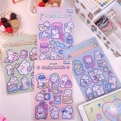 3Sheets/lot rabbit Waterproof Stickers DIY Surfboard Car Skateboard Guitar Computer Laptop Phone Helmet Sticker Gift Stickers