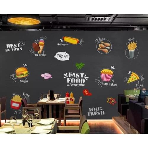 Custom 3D mural wallpaper hand-painted gourmet western food shop blackboard background wall decorative painting