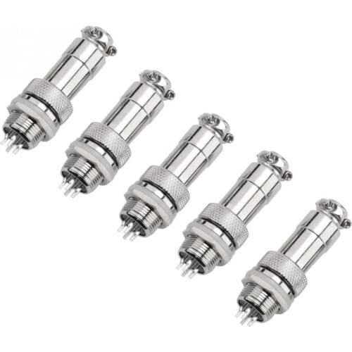 5pcs Aviation Plug Aviation Plug Socket GX12 4Pin Male / Female Panel Metal Aviation Plug Socket Connector