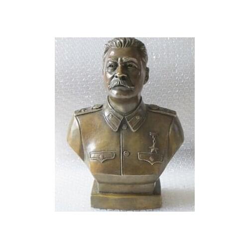 Antique bronze Pure Copper Brass 12 " Western Art escultura de cobre de bronce Stalin estatua del busto