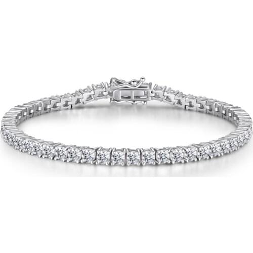 100% 925 Sterling Silver Created Moissanite Round Gemstone Bangle Charm Wedding Bracelet Fine Jewelry Wholesale Drop Shipping