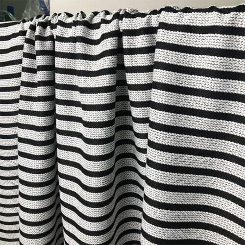 Black and white horizontal stripes weave sofa decoration fabric spring and autumn skeleton stiff coat fabric free shipping