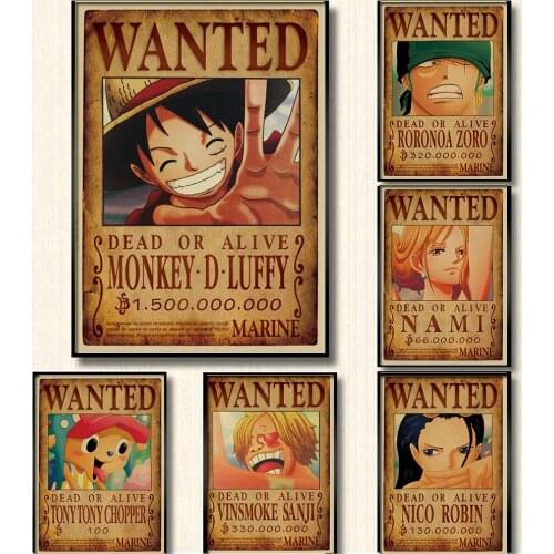 Home Decoration Retro Anime Luffy HD Picture Quality Kindergarten Kids Room Painting Poster Canvas Painting