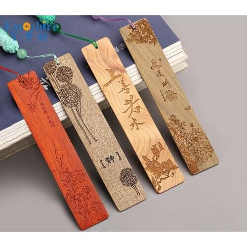 Retro Wooden Bookmarks Creative Business Gifts Chinese Bookmarks Wooden Weeding Gift Mahogany Bookmarks Custom Logo Name M020