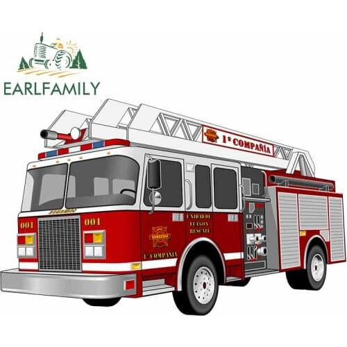 EARLFAMILY 13cm x 8.2cm For Camion De Bomberos Personality Car Stickers Creative Decal Waterproof Suitable for VAN RV SUV
