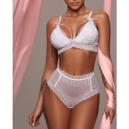 Lace Erotic Lingerie Porno Temptation Costumes 2019 Women Hot Sexy Lingerie Halter Sleepwear L Waist G-string Suits Lingerie Set