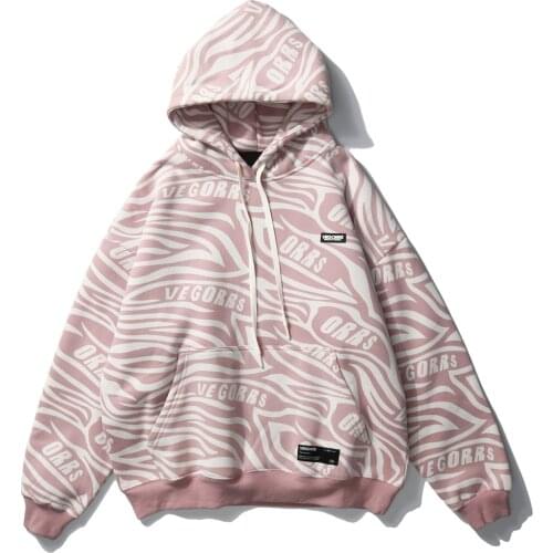 LACIBLE Hip Hop Streetwear Hoodie Men Full Print Zebra Pattern Harajuku Hoodie Sweatshirt Loose Winter Cotton Hooded Pullover