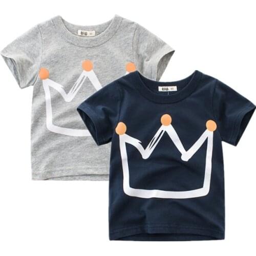 Summer Kids Boys Short Sleeve T-shirts Tops Clothes crown Baby Tees Children Clothing Kid Cotton Outfit 2-9Y